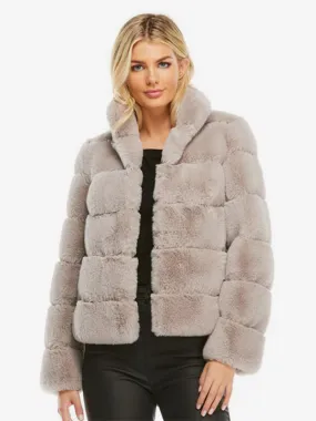 Faux Fur Coats Rose Long Sleeves Eco-friendly Fur Coat